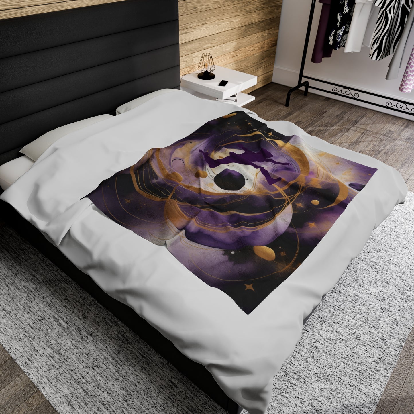 Cosmic Voyager Abstract Velveteen Plush Blanket