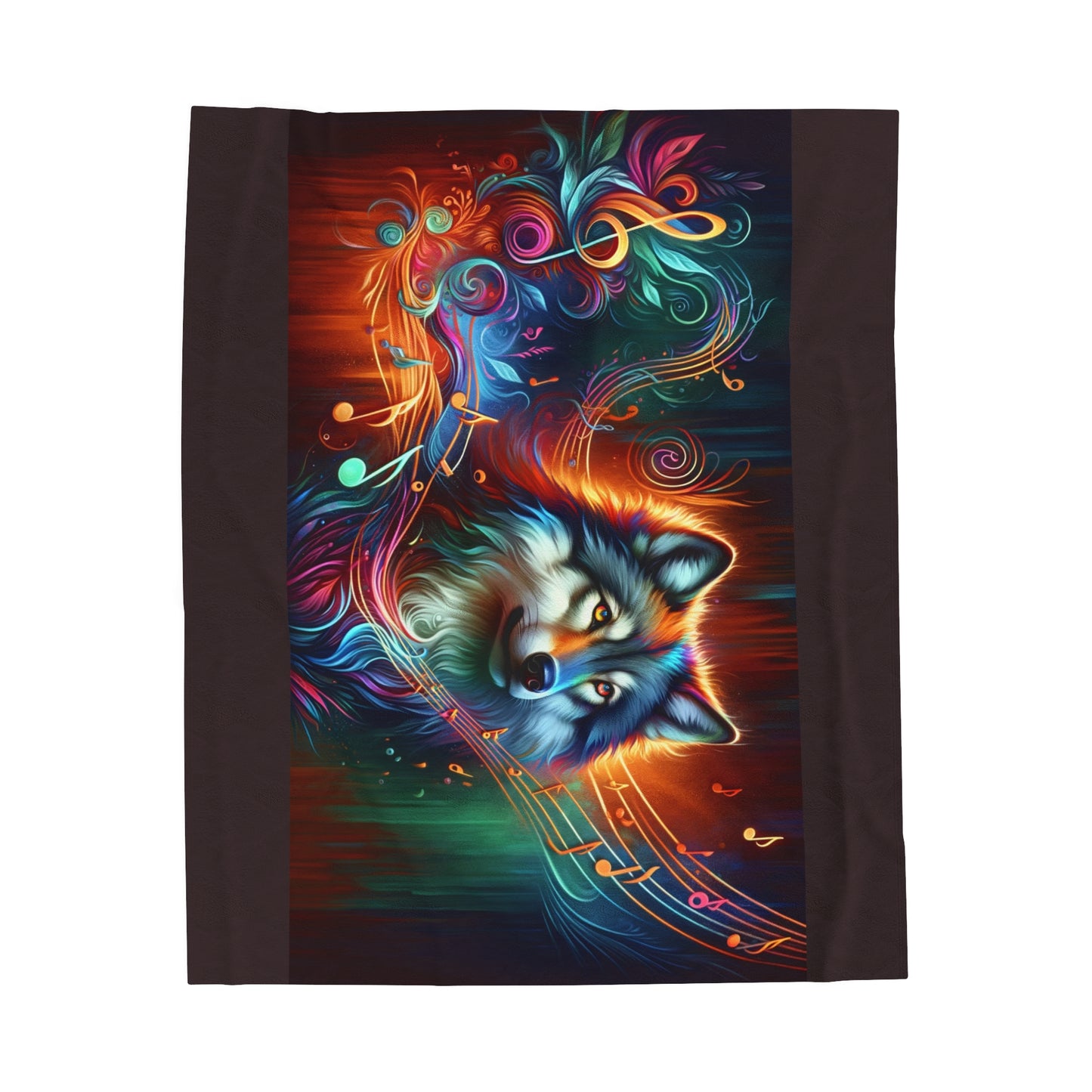 Psychedelic Tunes Artistic Wolf Velveteen Plush Blanket