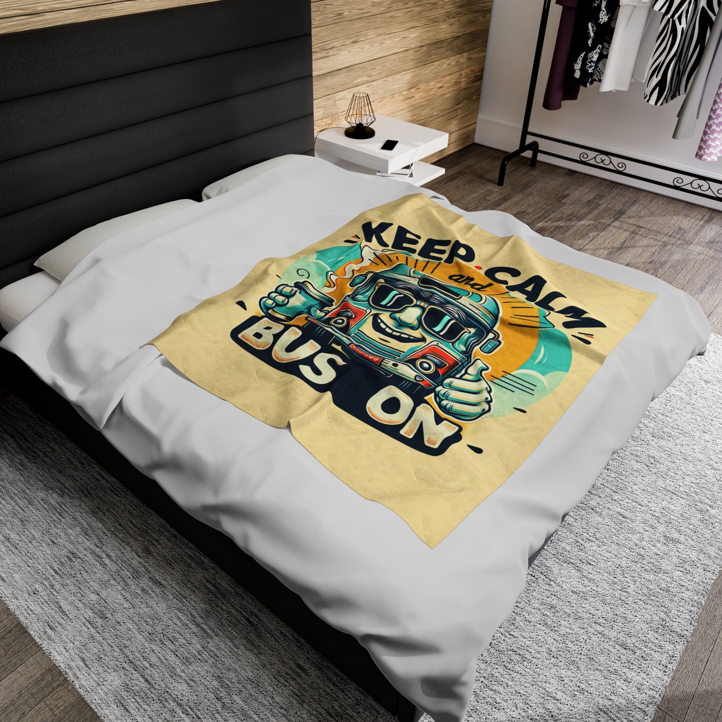 Keep calm and bus on school bus driver Velveteen Plush Blanket