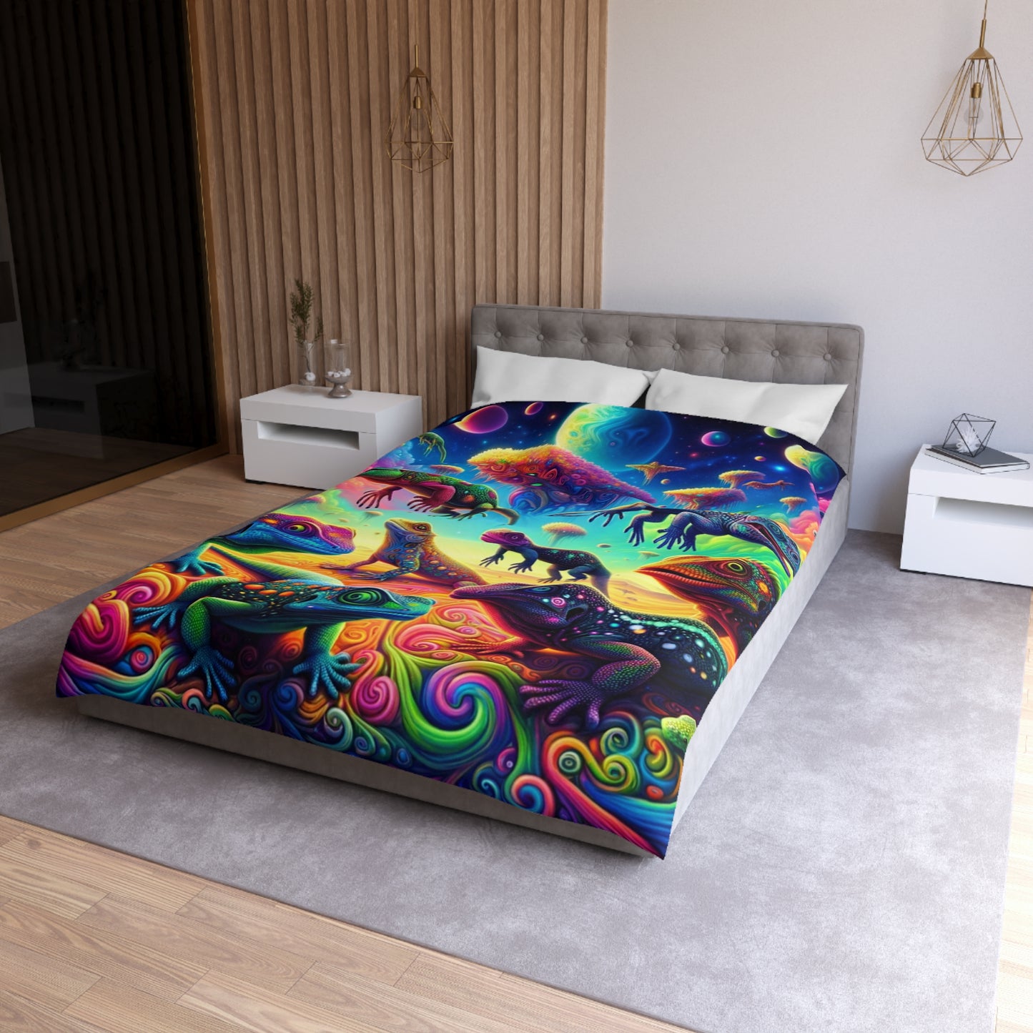 Psychedelic Chameleon Bliss Microfiber Duvet Cover