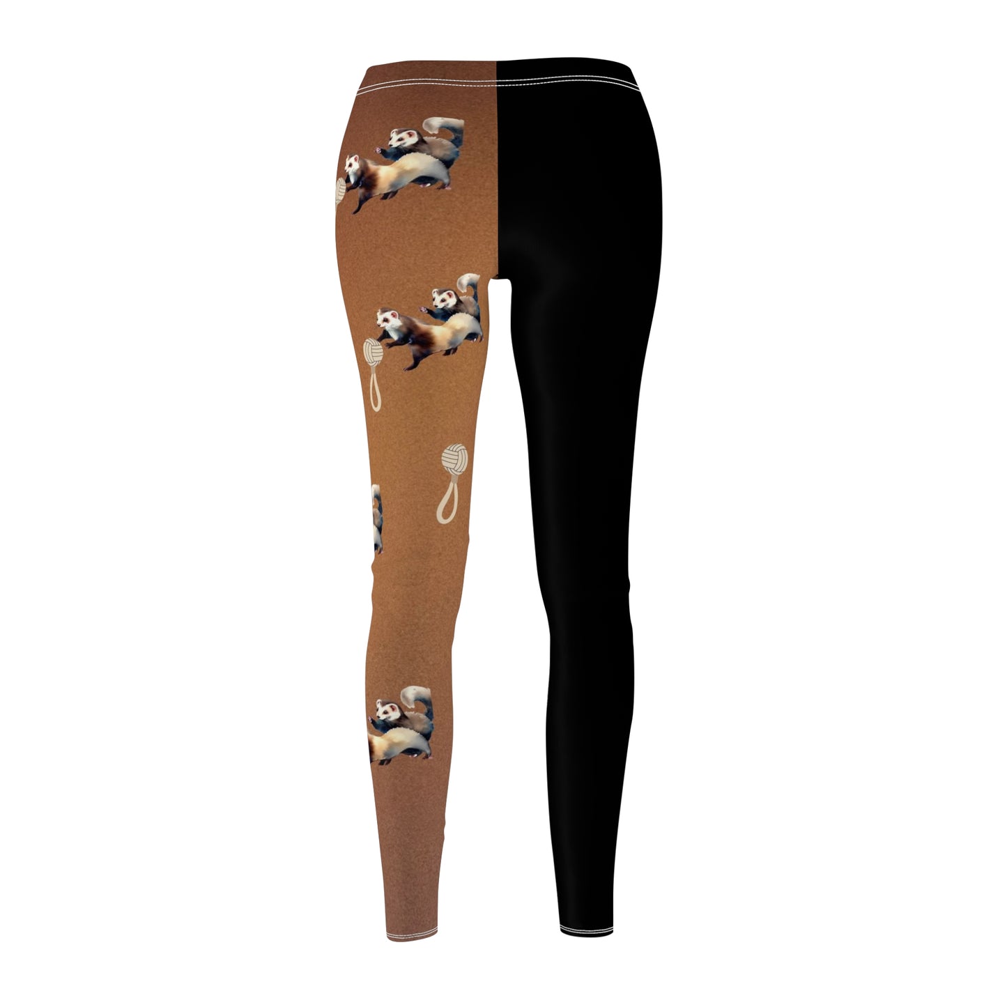 Playful Contrast Two-Tone Black and Brown Ferret Women's Leggings Description