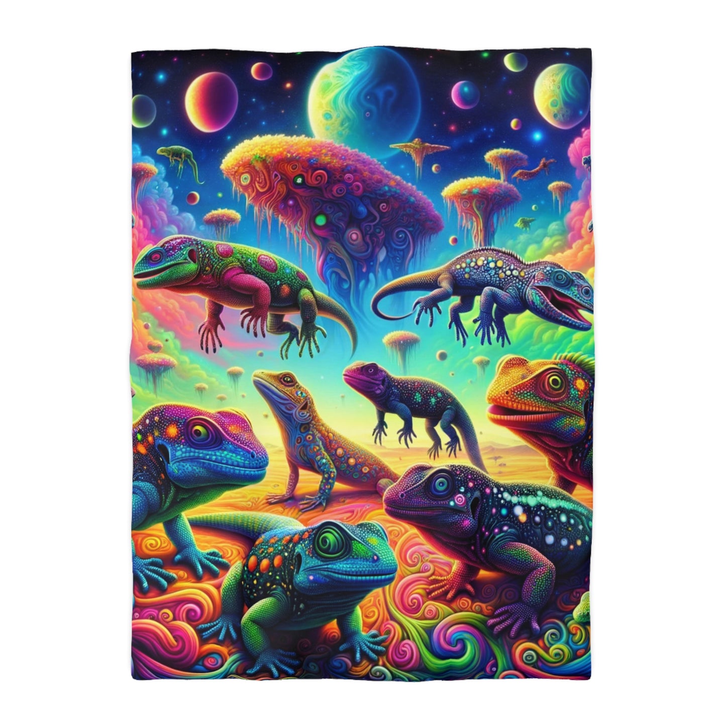 Psychedelic Chameleon Bliss Microfiber Duvet Cover