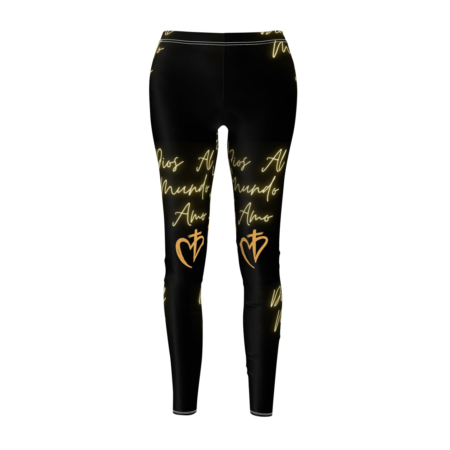 Fe y Estilo Leggings de Mujer Negros con 'Dios al Mundo Amo