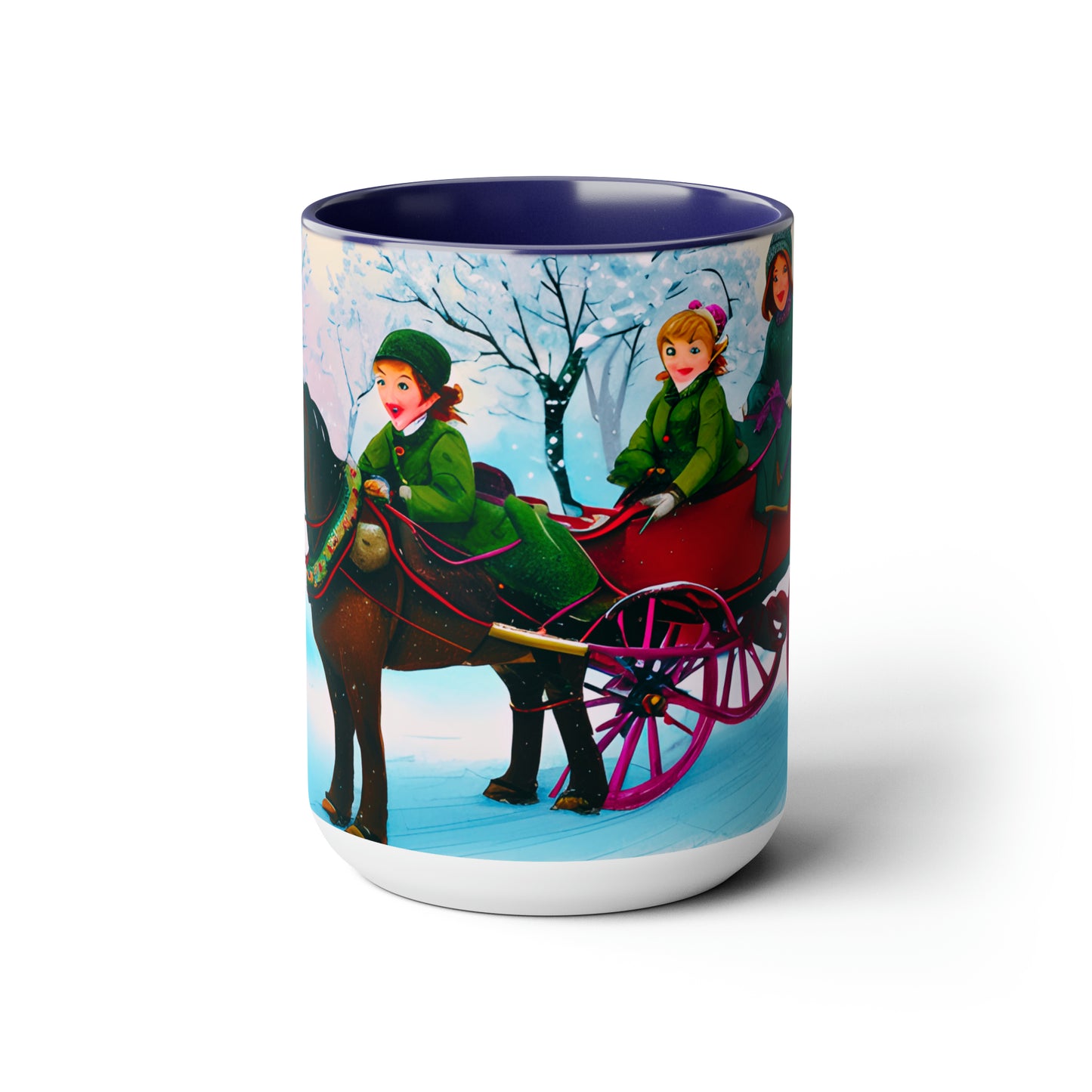 3 kids on a horse carriage 15 oz ceramic mug