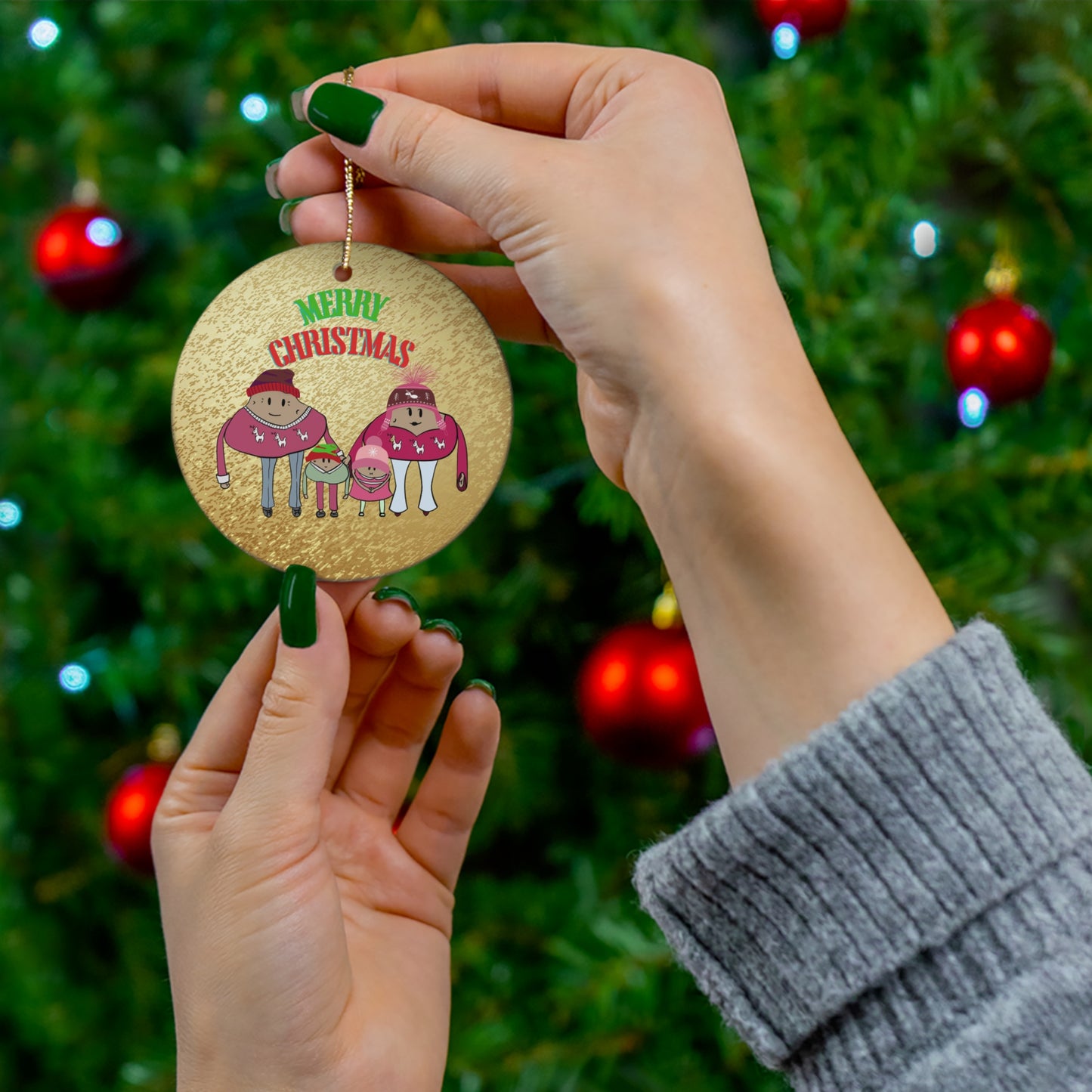 Happy potato family Christmas ornament