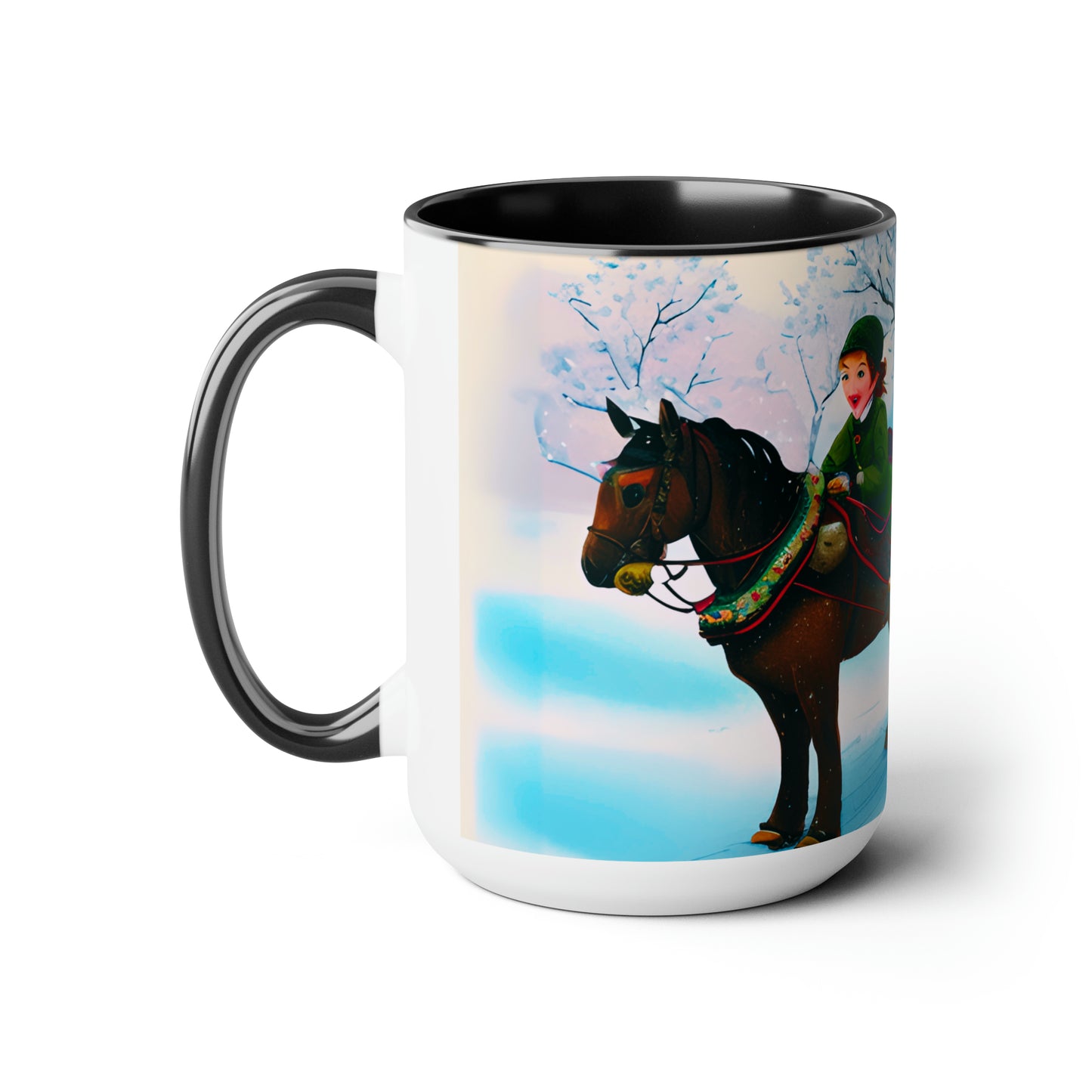 3 kids on a horse carriage 15 oz ceramic mug