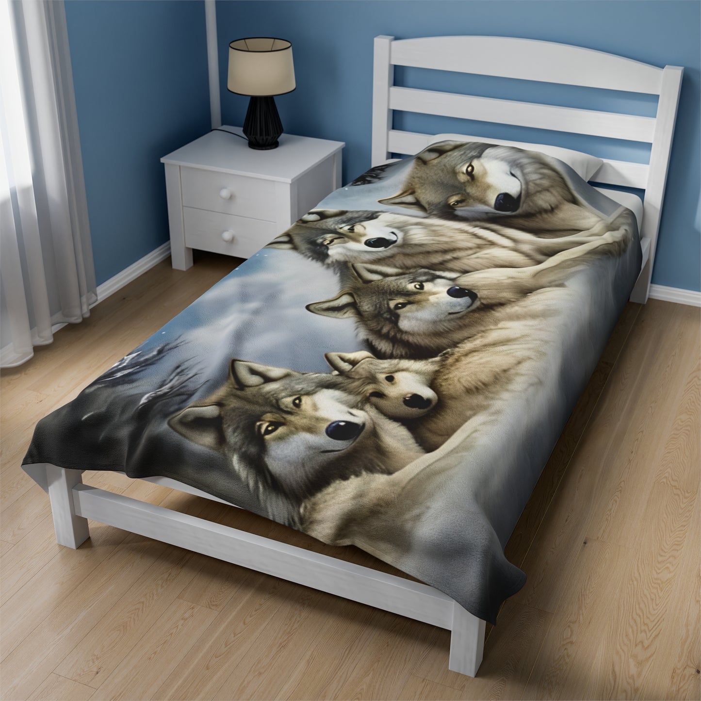 Mystic Wolf family Velveteen Plush Blanket