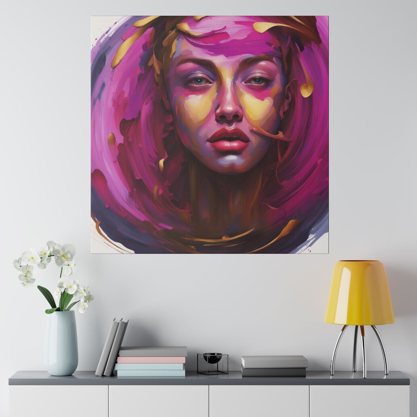 Vermilion fixation stretched canvas digital art print