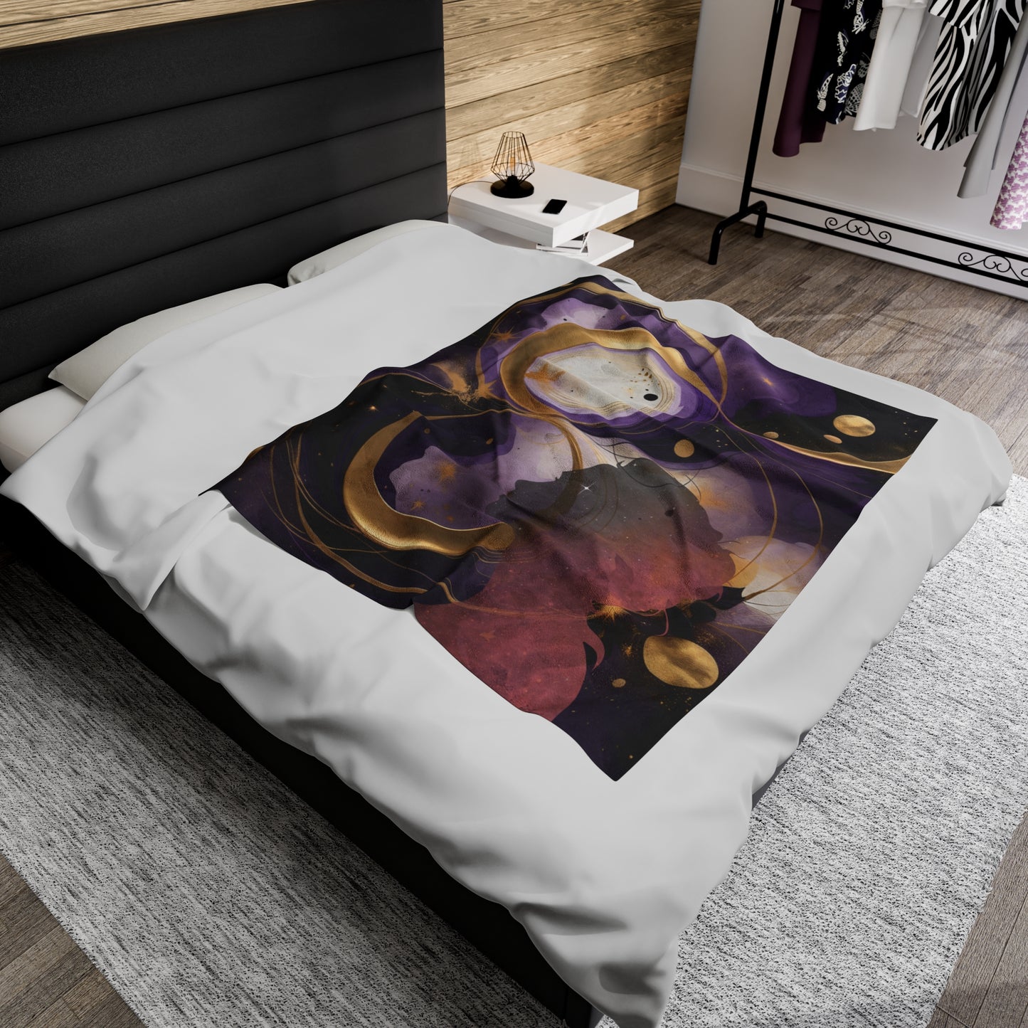 Celestial Dance Abstract Velveteen Plush Blanket