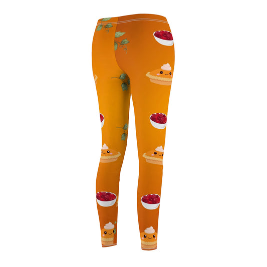 Savor the Season Orange Pumpkin Pie and cranberry sauce Delight Women's Leggings