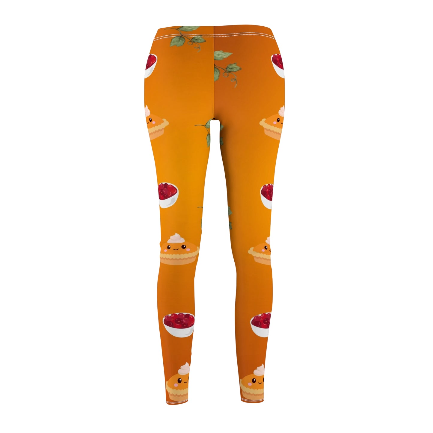 Savor the Season Orange Pumpkin Pie and cranberry sauce Delight Women's Leggings