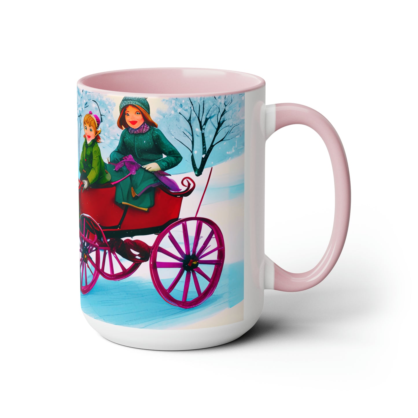 3 kids on a horse carriage 15 oz ceramic mug