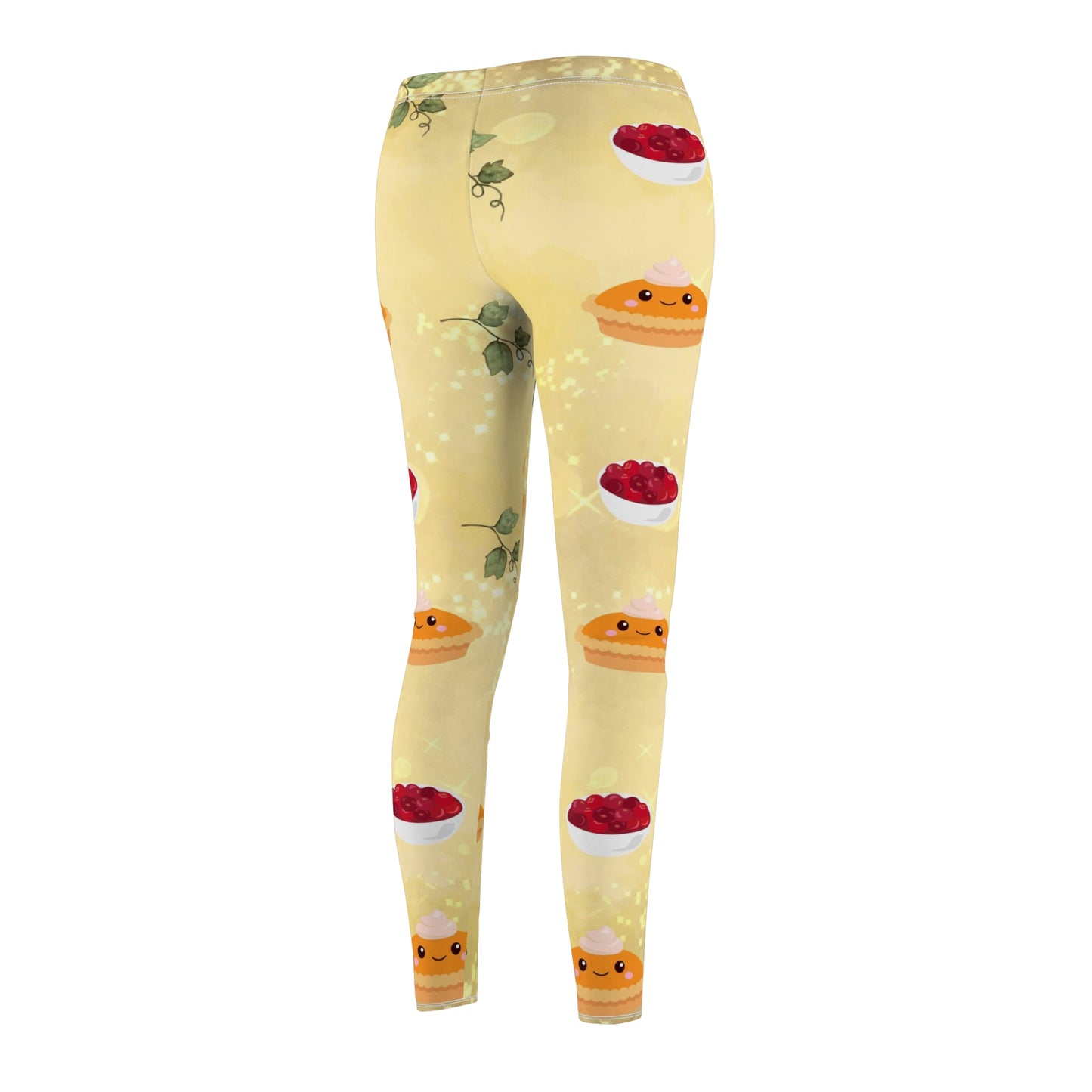 Creamy Sparkle Pumpkin Pie and Cranberry Sauce Glitter Women's Leggings