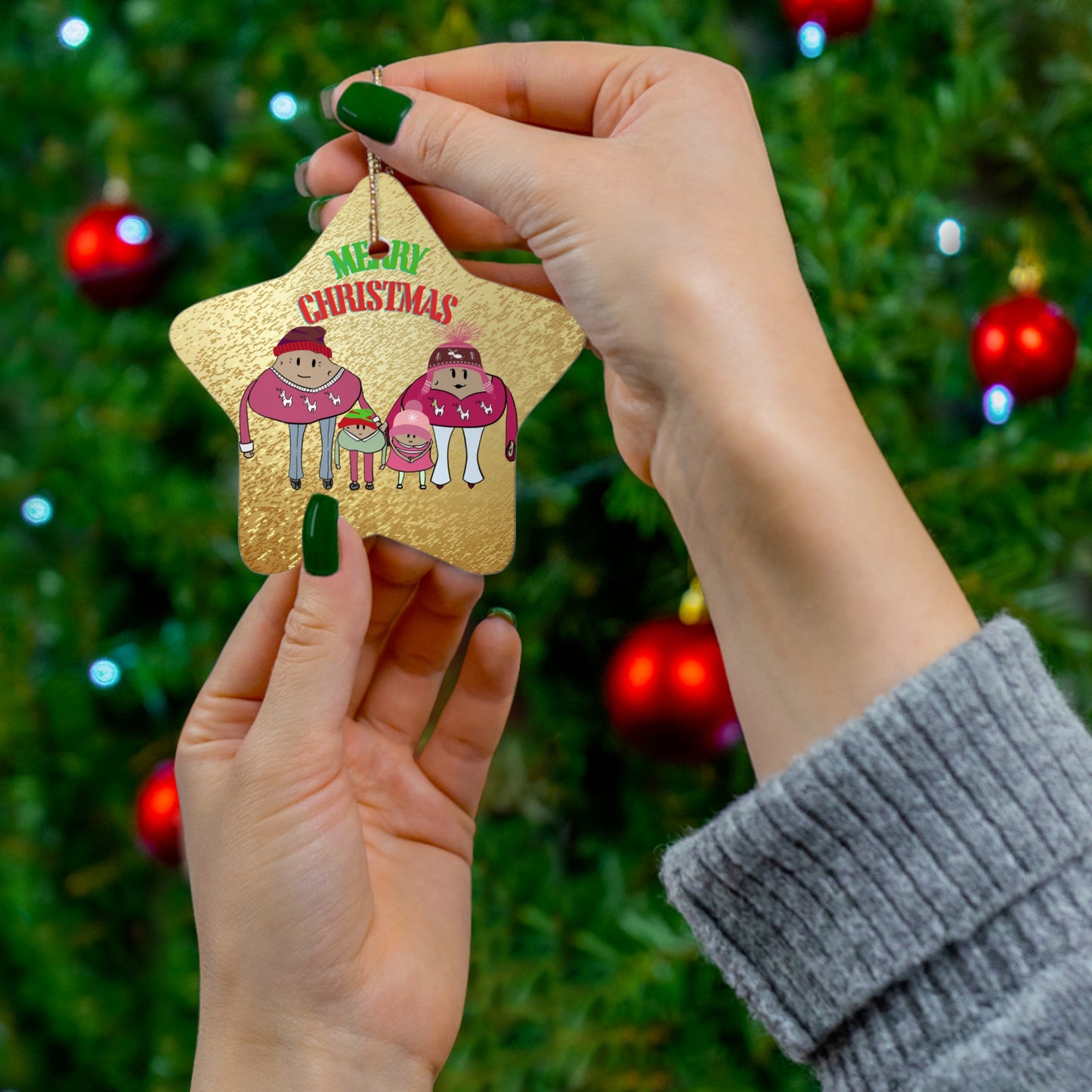 Happy potato family Christmas ornament