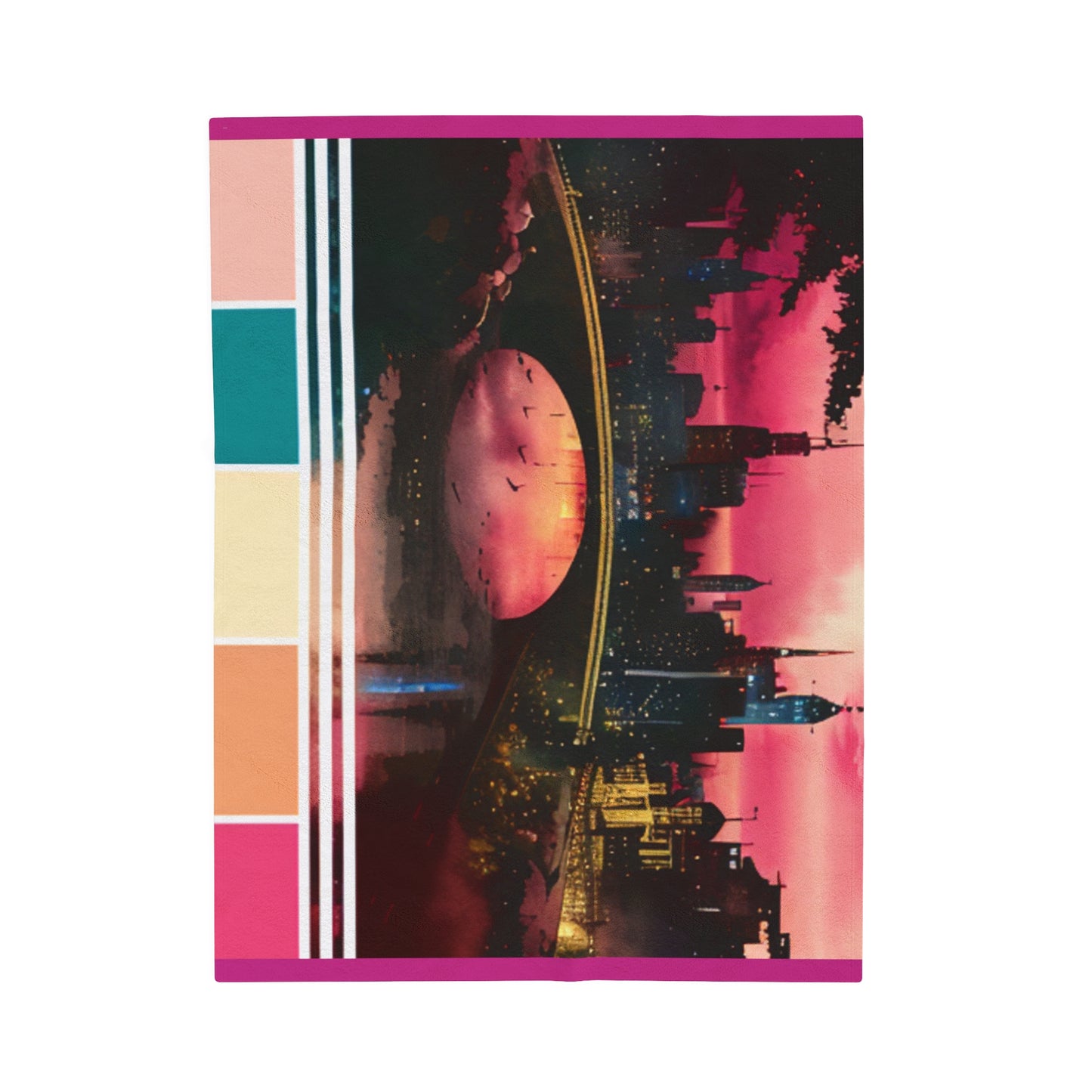 Urban Sunset - Abstract Cityscape Velveteen Blanket