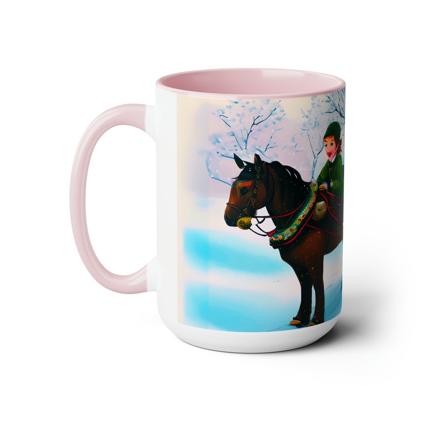 3 kids on a horse carriage 15 oz ceramic mug