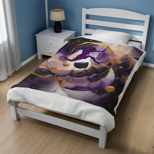 Cosmic Voyager Abstract Velveteen Plush Blanket