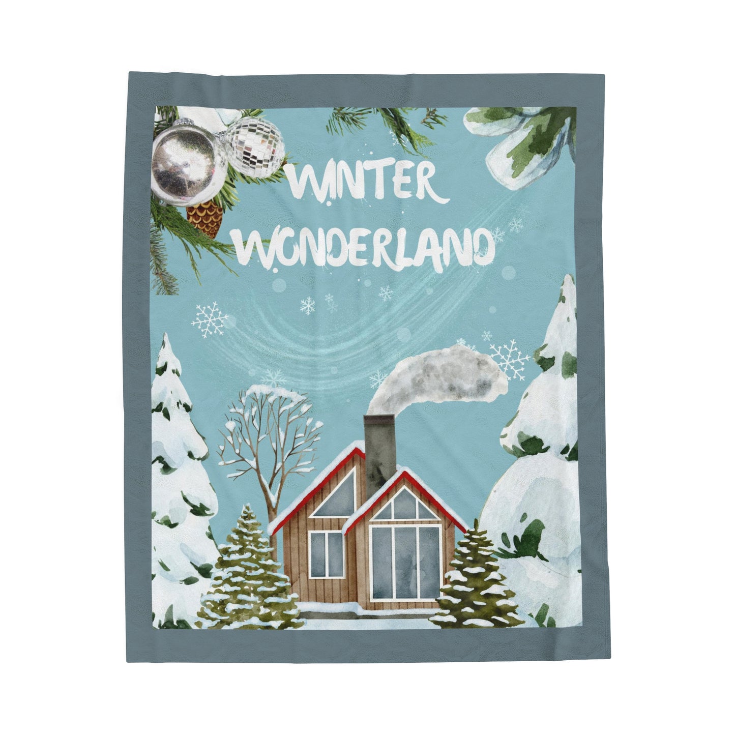 Winter Wonderland Velveteen Plush Blanket - Cozy Cabin and Snowy Serenity"