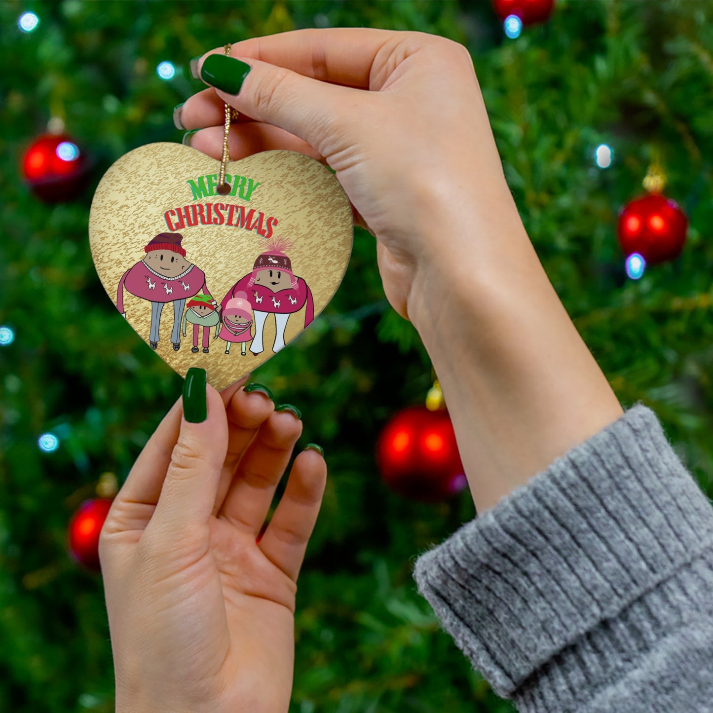 Happy potato family Christmas ornament