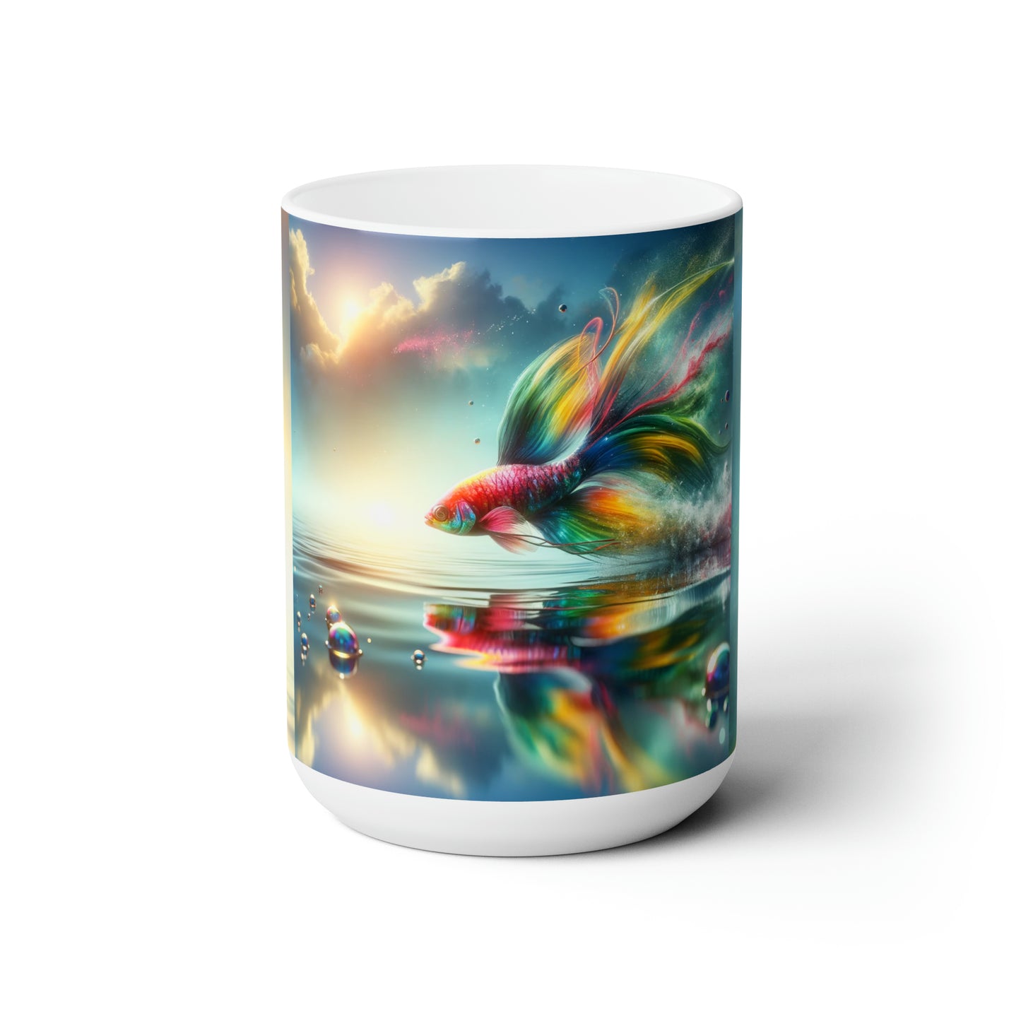 Fish Flies above the water Ceramic Mug 15 oz