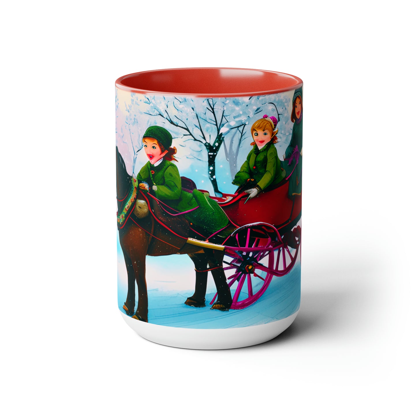 3 kids on a horse carriage 15 oz ceramic mug