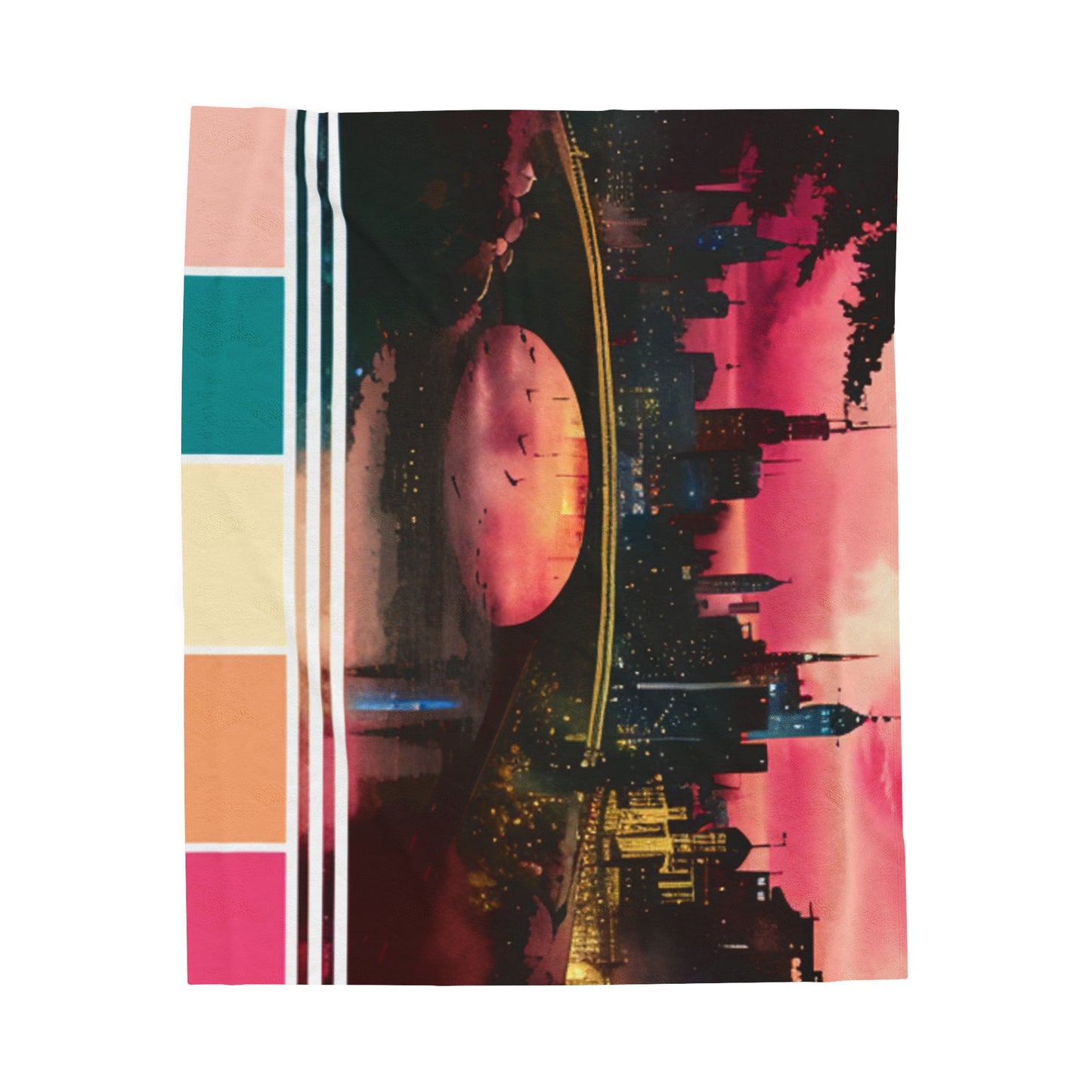 Urban Sunset - Abstract Cityscape Velveteen Blanket