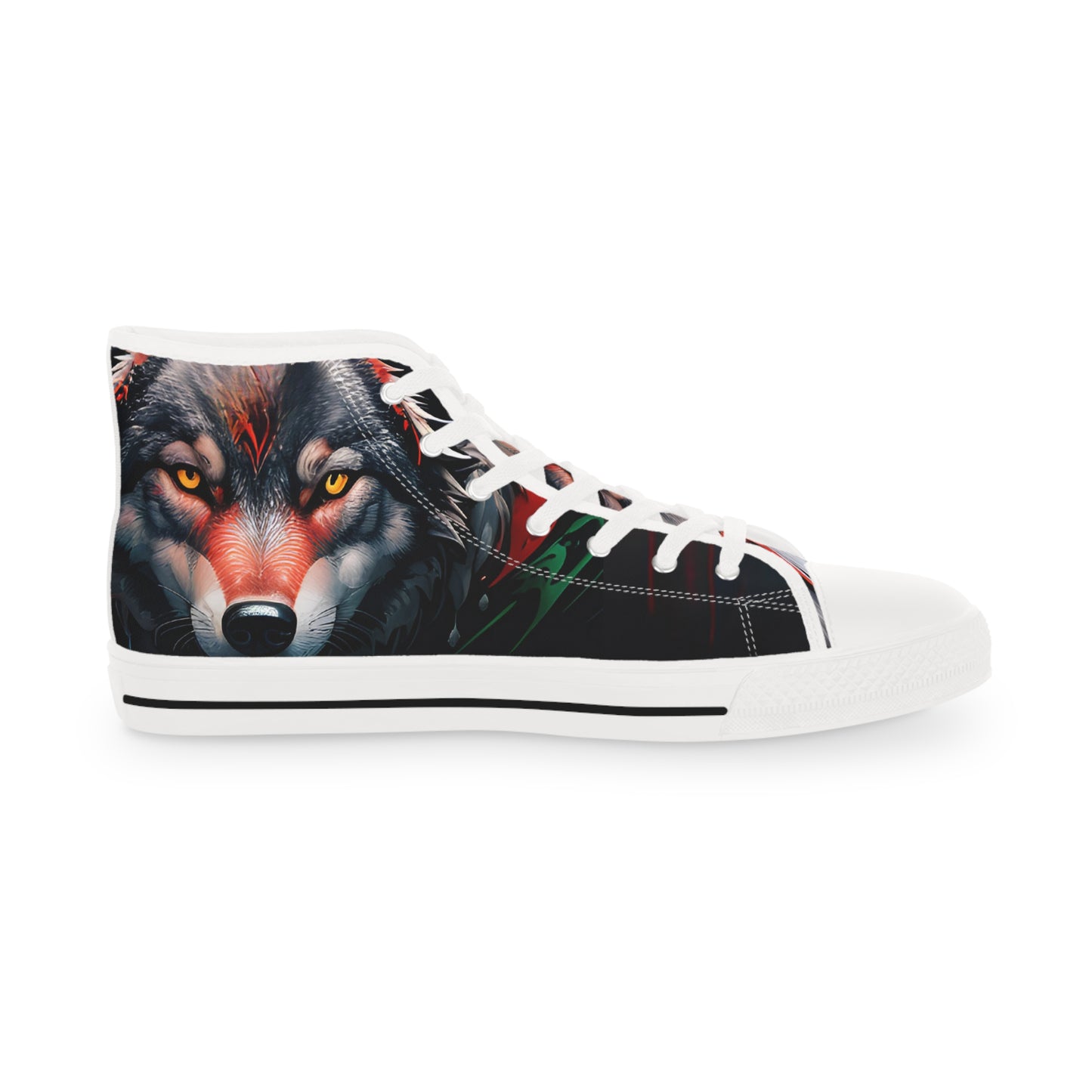 Men's Red and Black Wolf High Top Sneakers