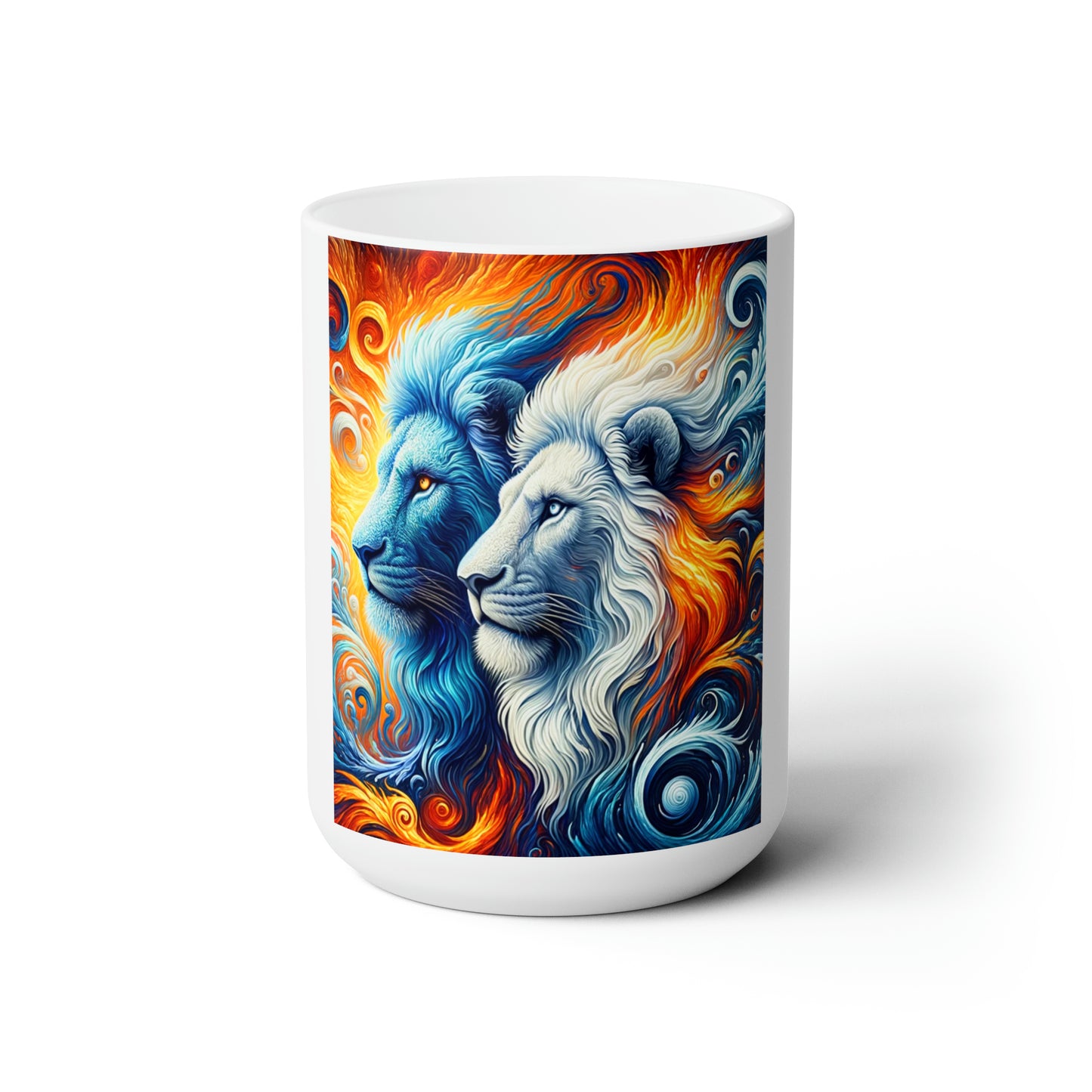 Fire n  Ice Lions Ceramic Mug 15 oz