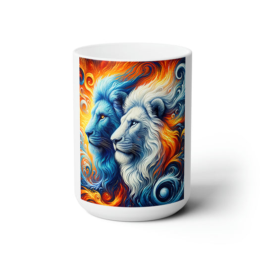 Fire n  Ice Lions Ceramic Mug 15 oz