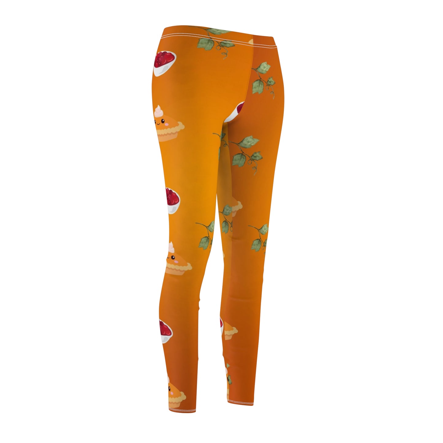 Savor the Season Orange Pumpkin Pie and cranberry sauce Delight Women's Leggings