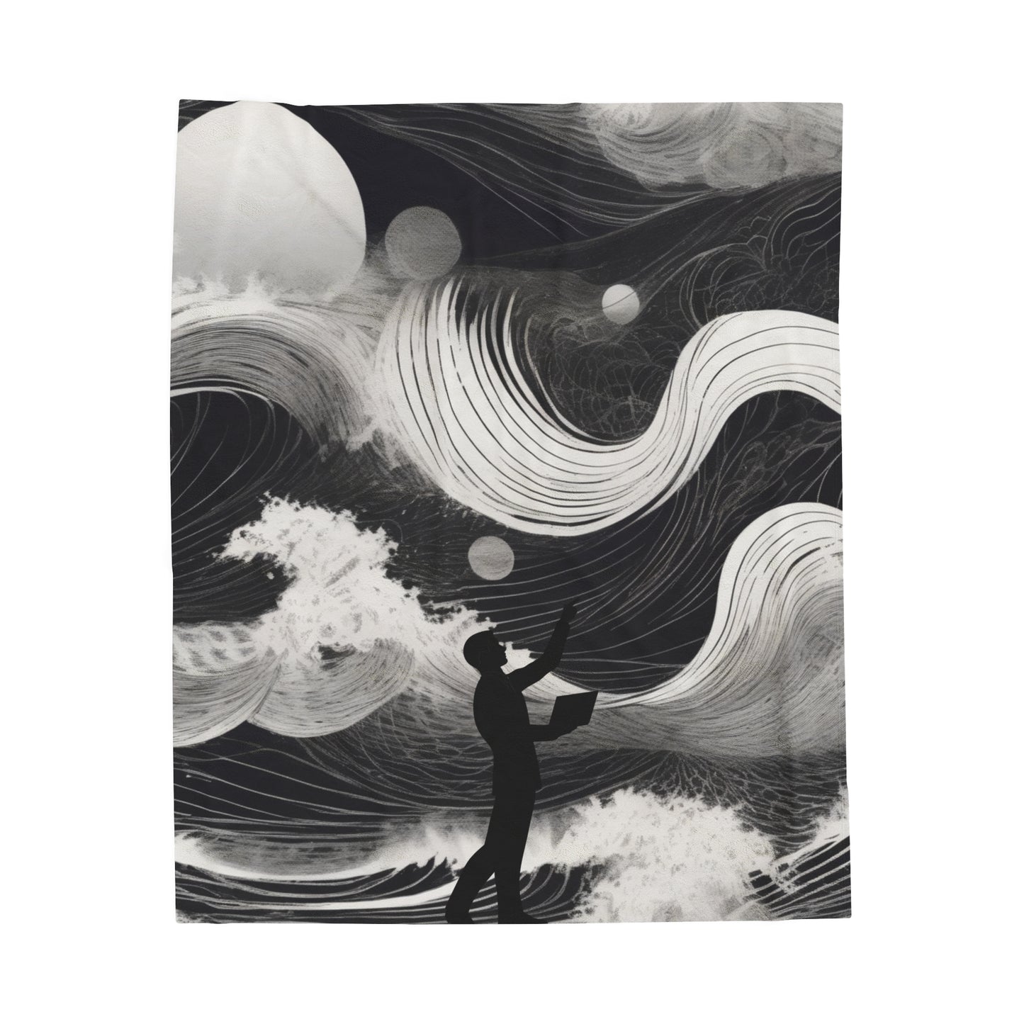 Black and white abstract Velveteen Plush Blanket