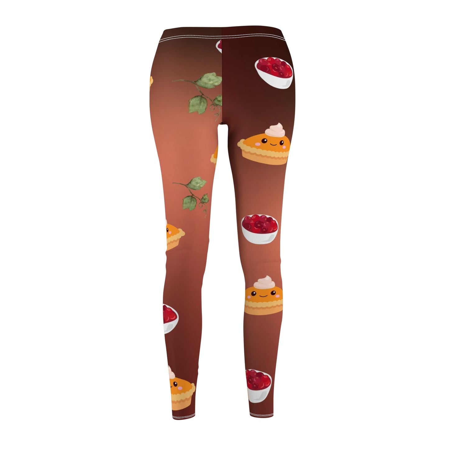 Festive Flavor Brown Pumpkin and Cranberry Sauce All-Over Print Women's Leggings