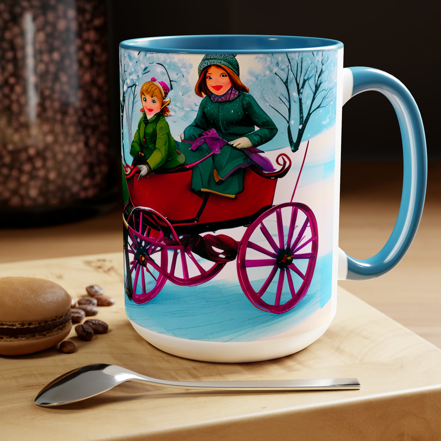 3 kids on a horse carriage 15 oz ceramic mug