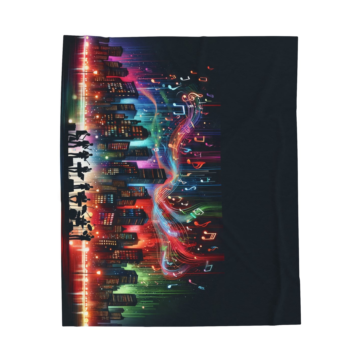 Nightscape of jazz band Velveteen Plush Blanket