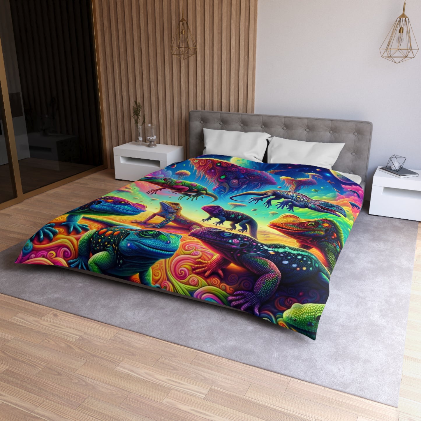 Psychedelic Chameleon Bliss Microfiber Duvet Cover