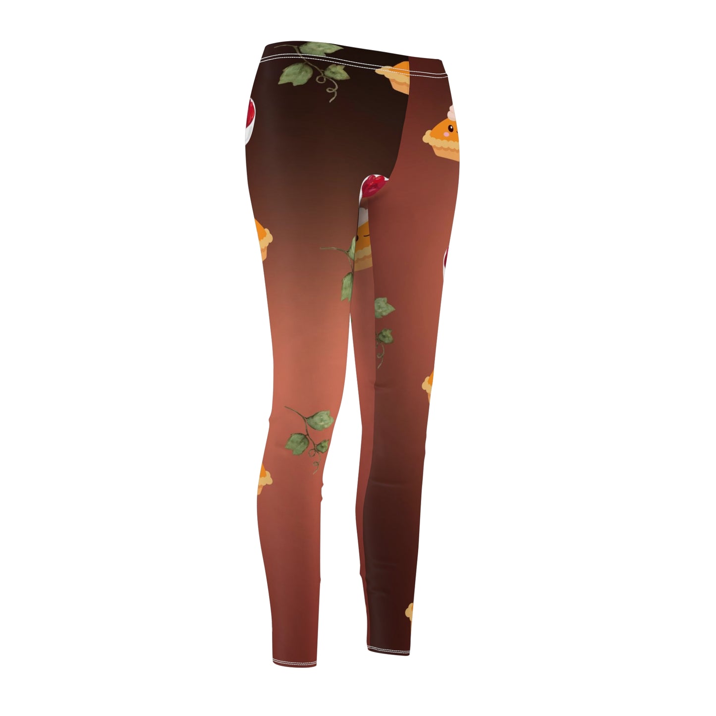 Festive Flavor Brown Pumpkin and Cranberry Sauce All-Over Print Women's Leggings