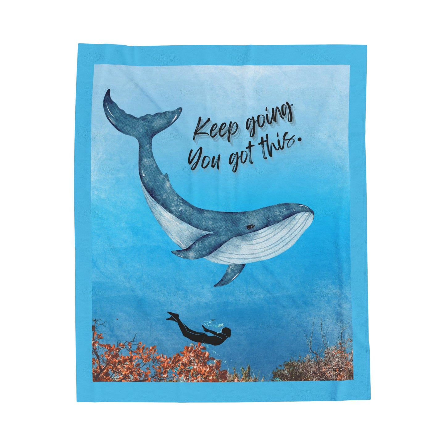 Whimsical Ocean Adventure Velveteen Plush Blanket whale lovers