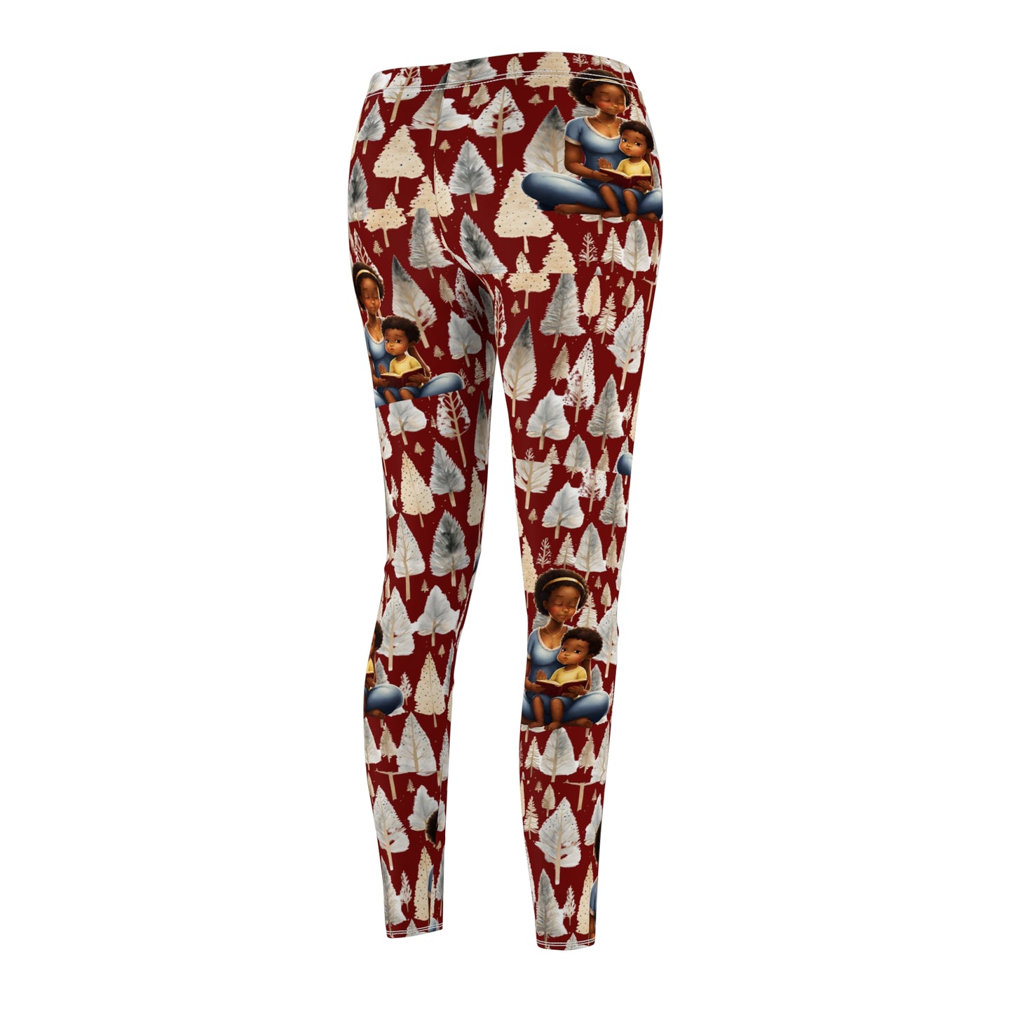 Maroon Christmas Trees & African-American Mother-Son Leggings.