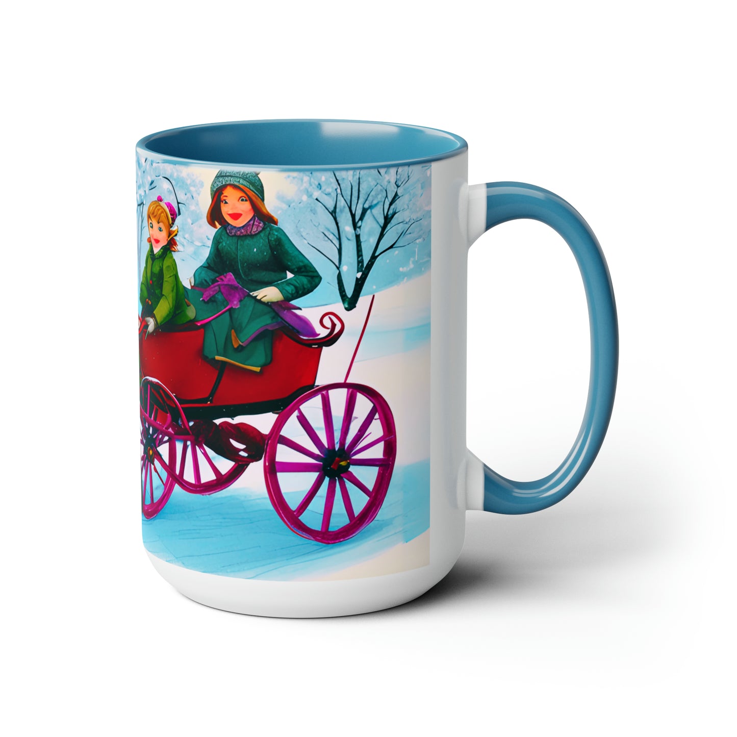 3 kids on a horse carriage 15 oz ceramic mug