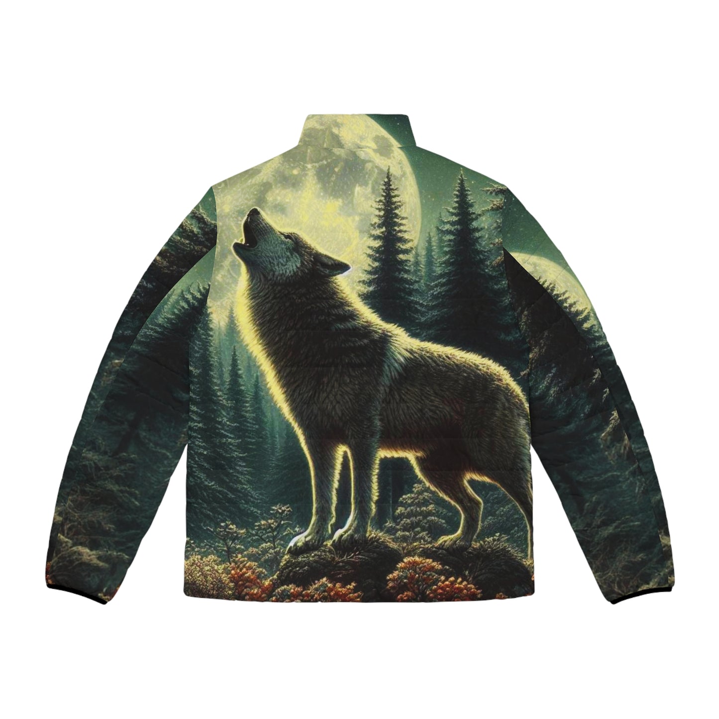 Wolf lovers Men's Puffer Jacket: Unleash the Spirit of the Wilderness"