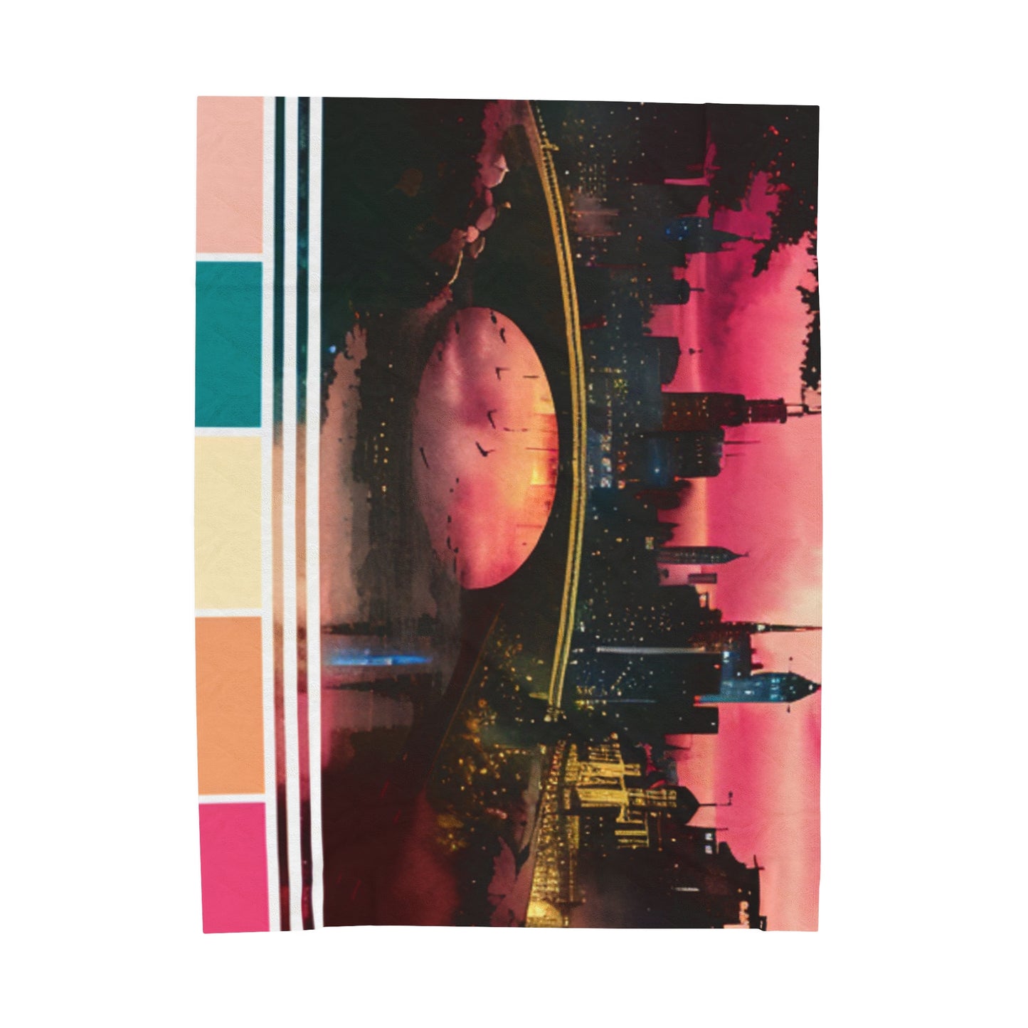 Urban Sunset - Abstract Cityscape Velveteen Blanket