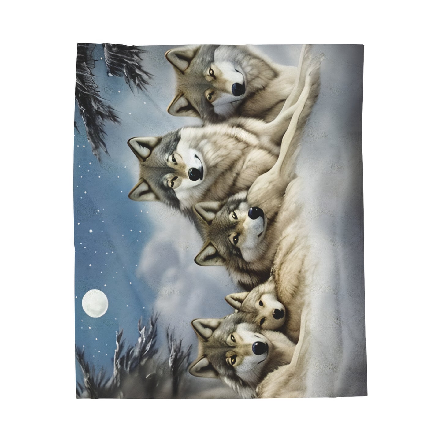 Mystic Wolf family Velveteen Plush Blanket