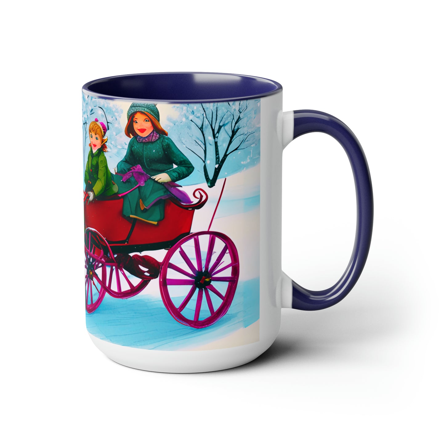 3 kids on a horse carriage 15 oz ceramic mug