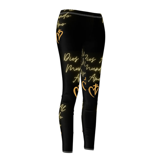 Fe y Estilo Leggings de Mujer Negros con 'Dios al Mundo Amo