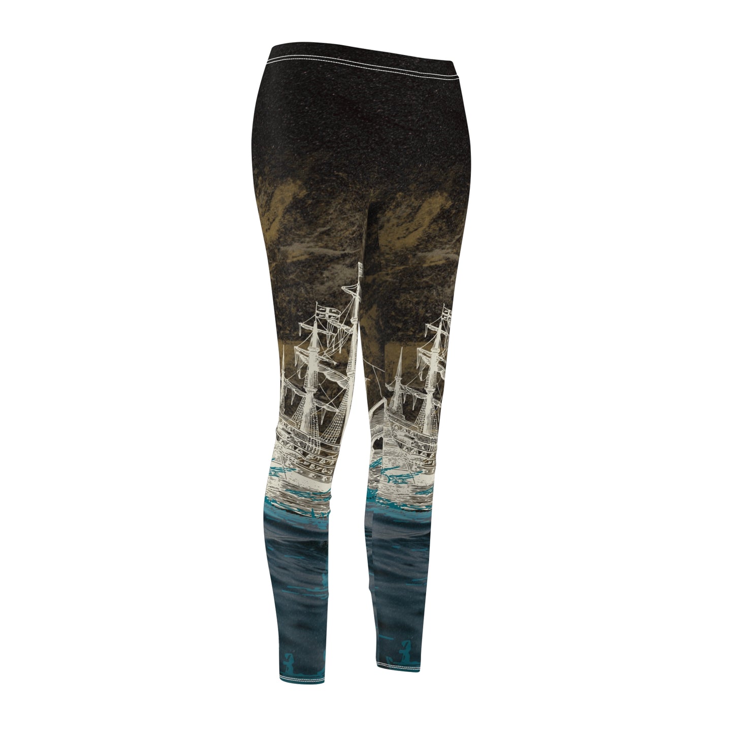 Adventurous Seas Pirate Ship Black Women's Leggings