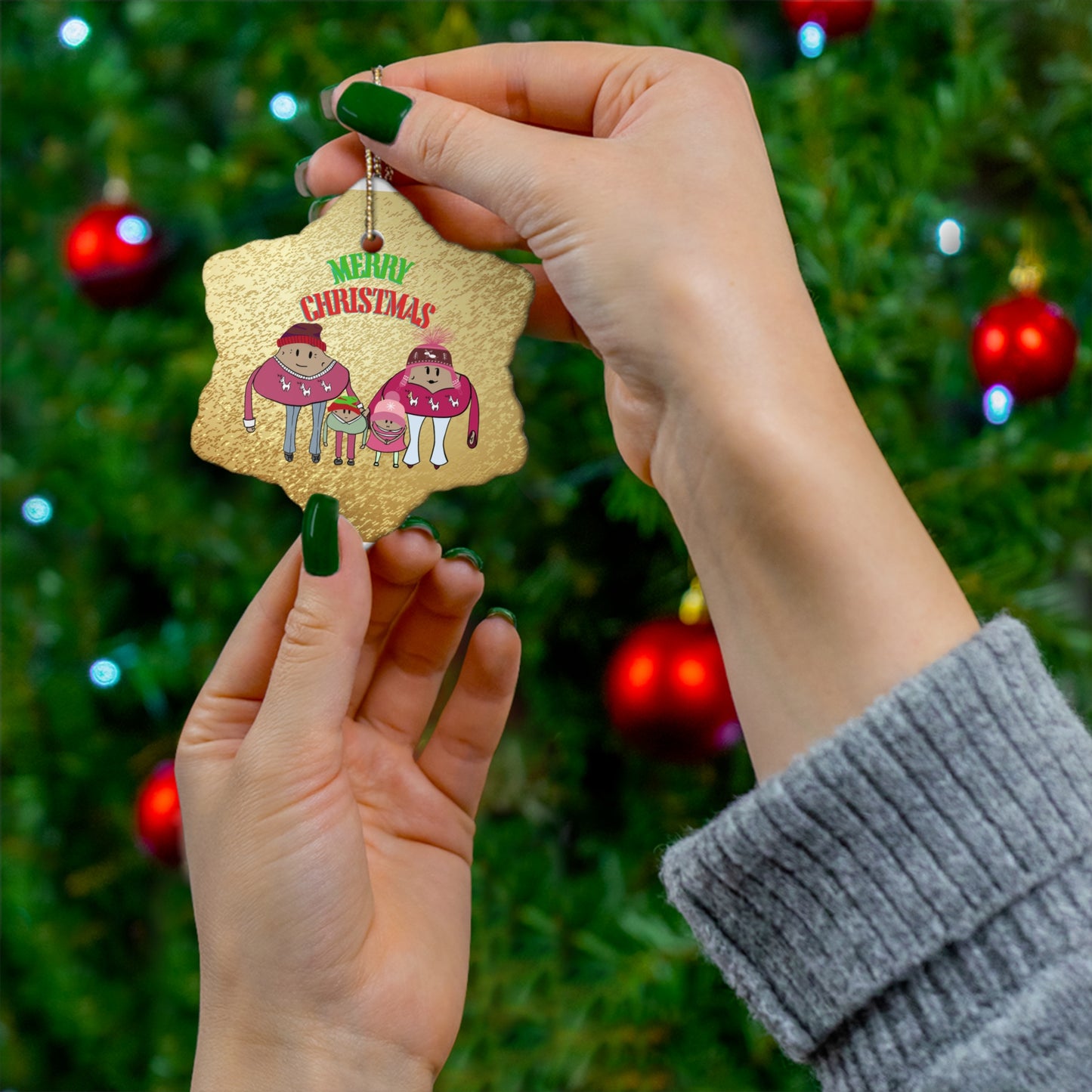 Happy potato family Christmas ornament