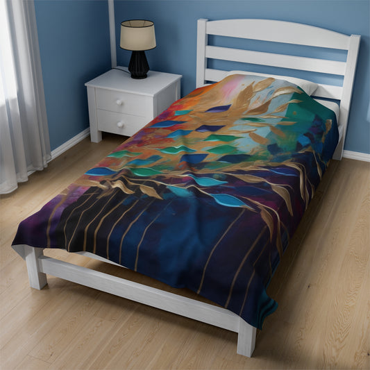 The vine drippede abstract Velveteen Plush Blanket