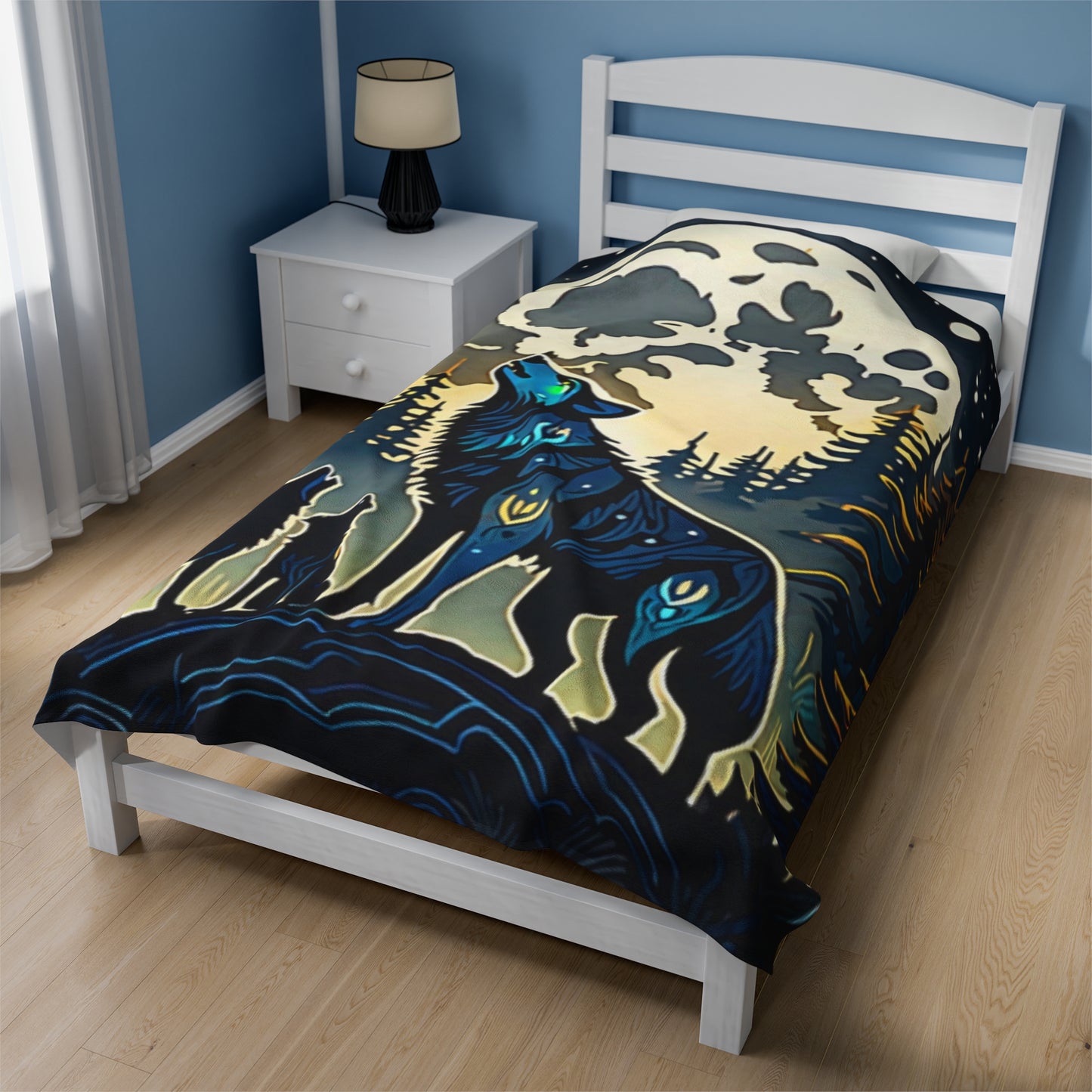 Moonlight wolf Family blanket Velveteen Plush Blanket