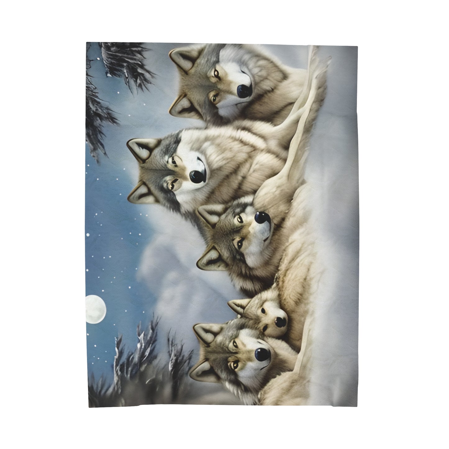 Mystic Wolf family Velveteen Plush Blanket