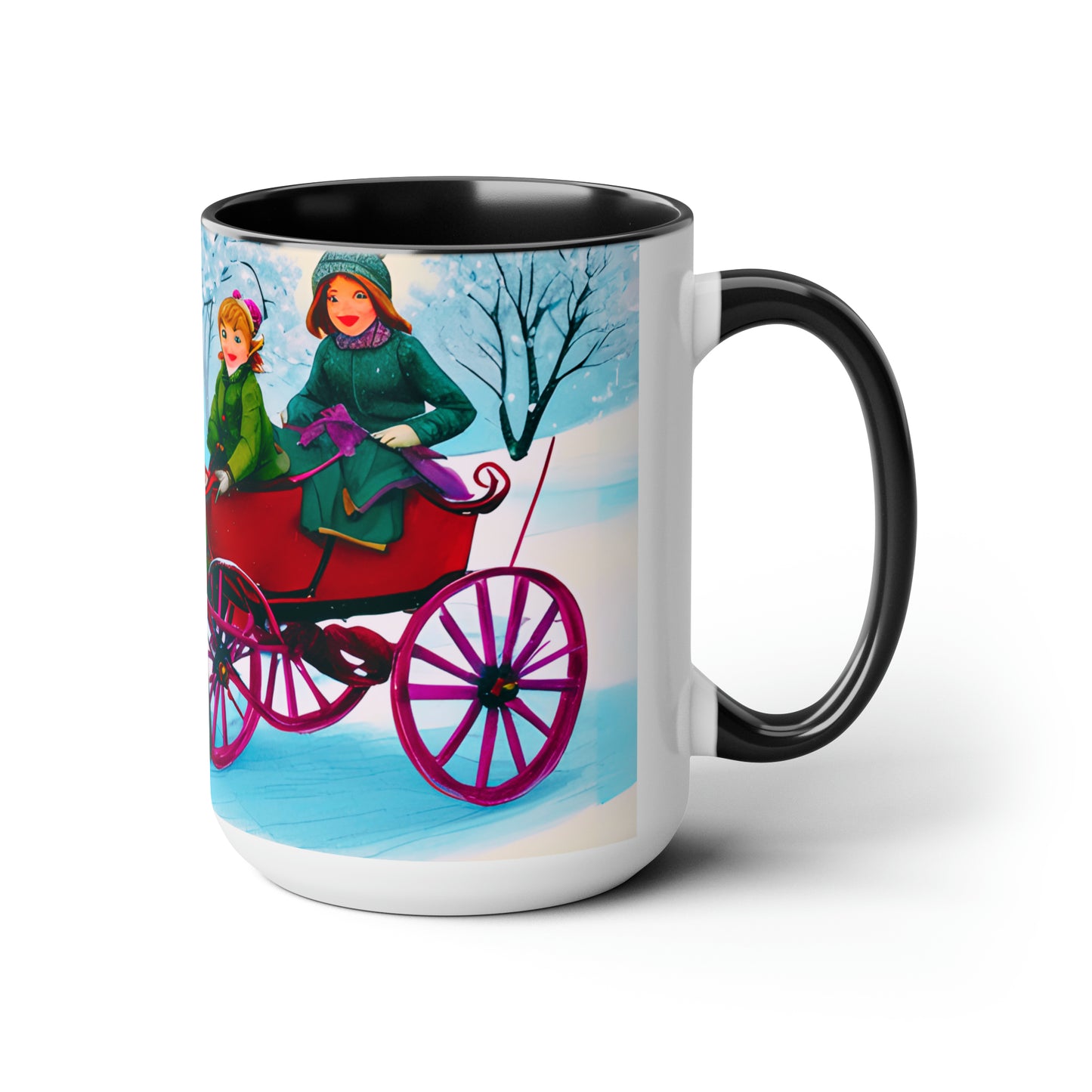 3 kids on a horse carriage 15 oz ceramic mug